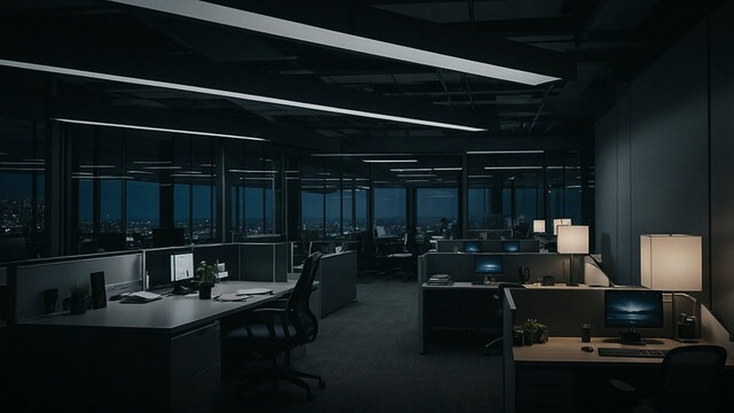 An empty chat window glowing in a dark room